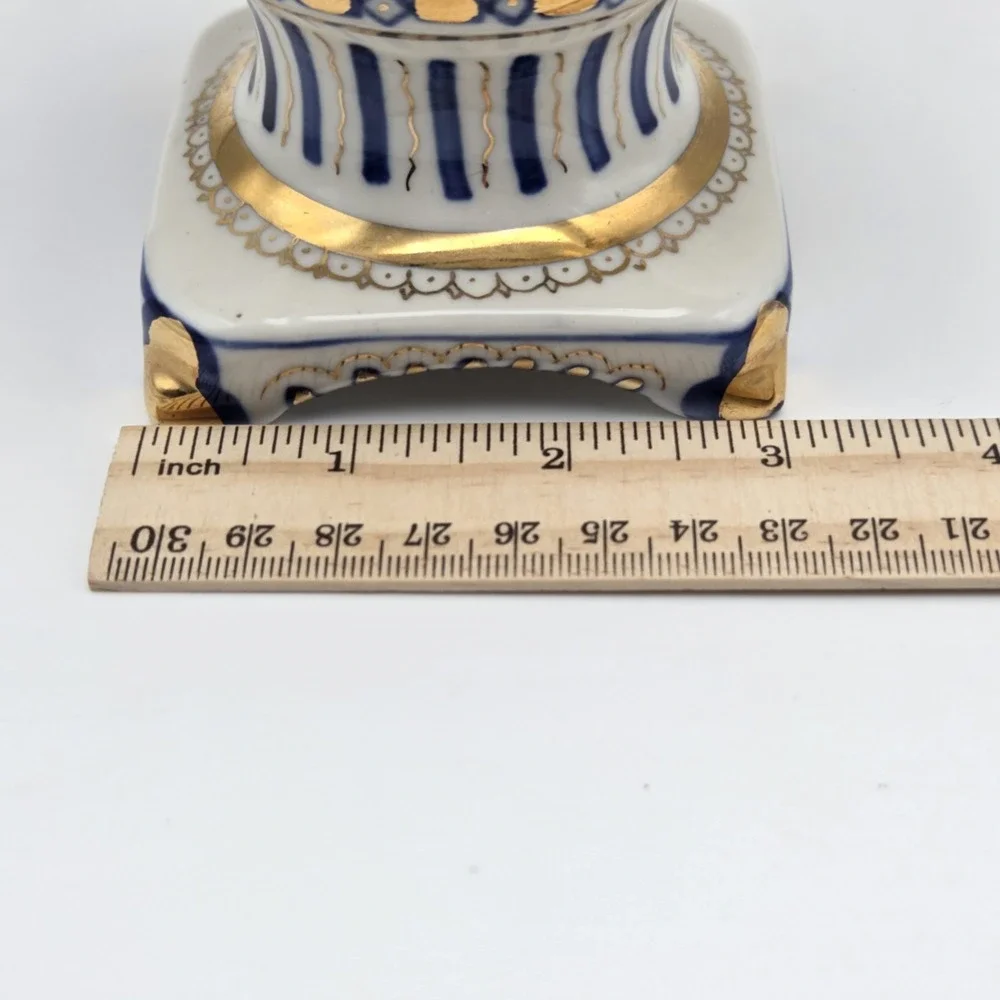 Vintage Russian Gzhel Decorative USSR Porcelain‎ Samovar Teapot Gift Gold Gilt